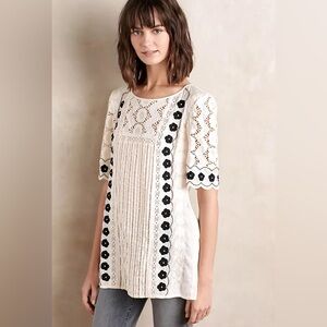 Floreat Veille Peasant Ivory Embroidered Top from Anthropologie, Sz 4 (Bohemian)